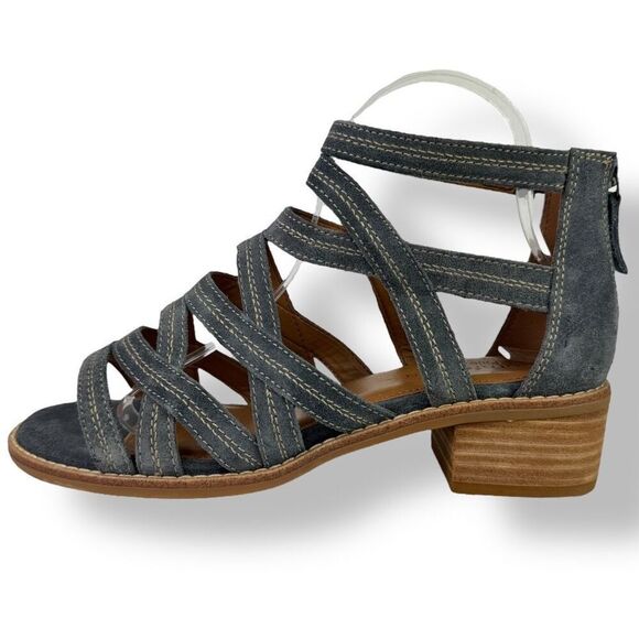 Comfortiva Betha Gladiator Sandals Blue Strappy Cage Cut Out Heels Women’s 9 W - Picture 6 of 12